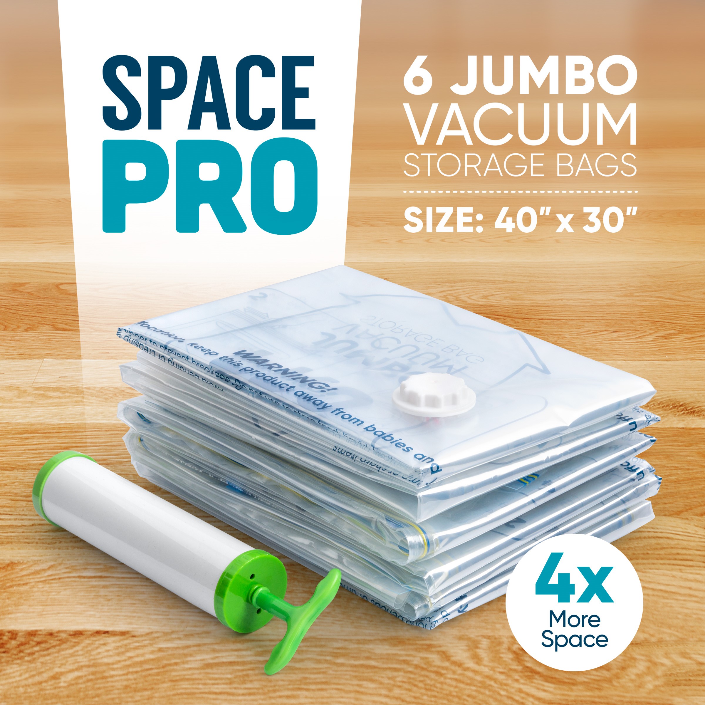 Space Pro 6 X Jumbo Vacuum Storage Bags for Duvets Blankets Bed Sheets